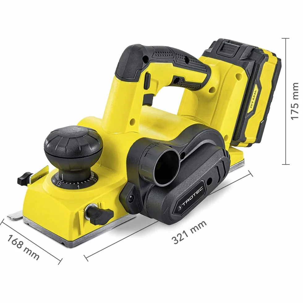 TROTEC Cepillo eléctrico inalámbrico PPLS 10-20V Cepillo (20 V 4.0 Ah/max. 1.5 mm profundidad de corte/max. 82 mm ancho de cepillado/10 mm profundidad de rebaje)