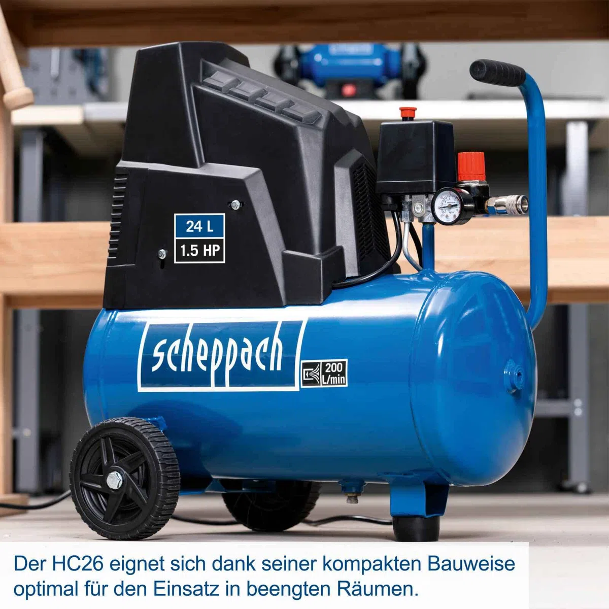 Scheppach Compresor HC26 230V 50Hz -2HP - 24L - 8Bar marca