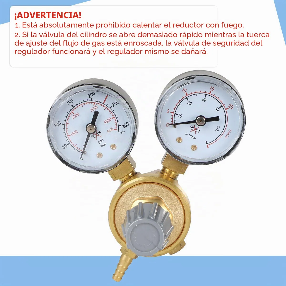 SWAWIS Regulador de Presión Argón/CO2 para Gas Protector MIG MAG WIG TIG Soldadura 315 Bar Conexión W21,8 x 1/14" Regulador