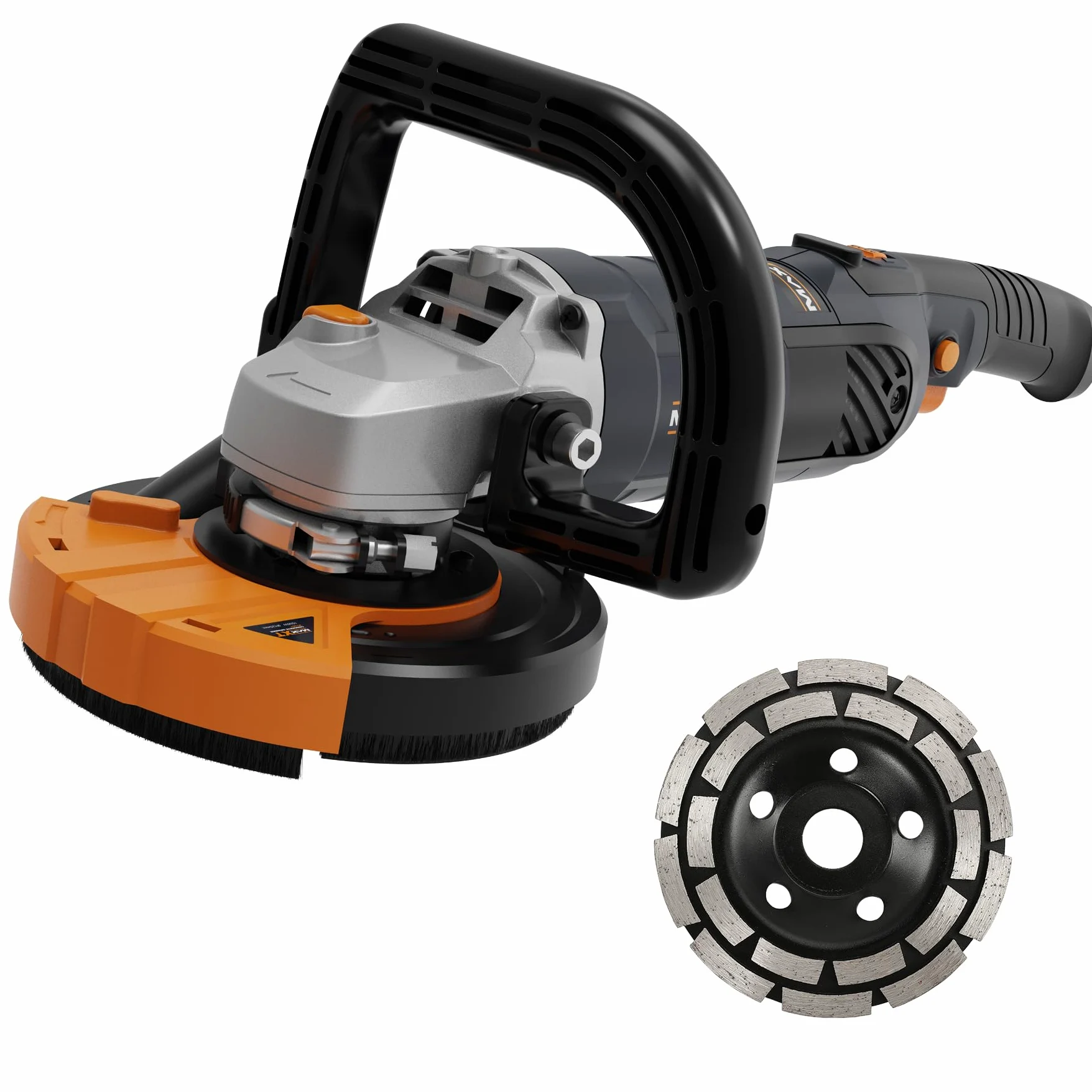 Lijadora de Hormigón MAXXT : amoladora 125 con motor de 1500W, 1000-8500rpm, 7 niveles velocidad，Borde lateral ajustable, para pisos de concreto/aceras/estacionamientos/almacenes