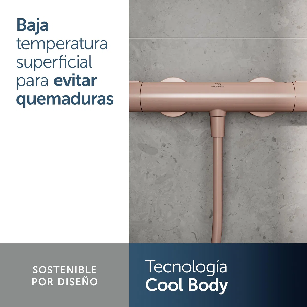 Ideal Standard Ceratherm Alu+ Monomando ducha exterior, Fabricado con un 100% de aluminio reciclado, ahorra agua y energía, función de termostato y protección contra quemaduras – Rosa (292x105x72 mm)