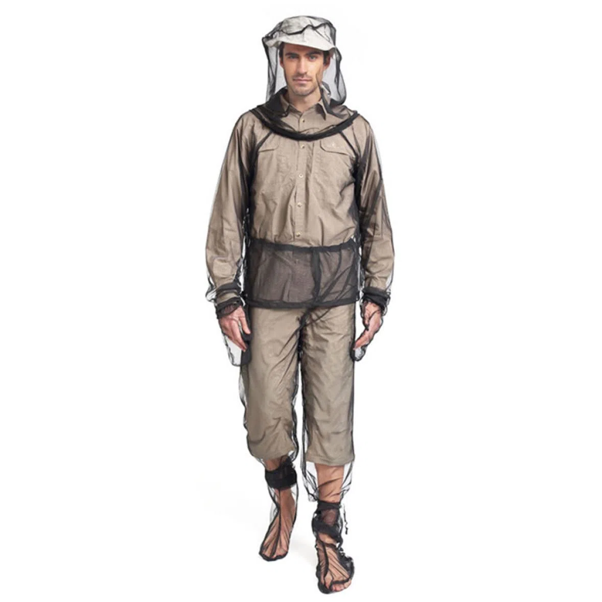 Ropa antimosquitos Traje de mosquitos Protección contra mosquitos 4PCS/Set Mosquiteras transpirables translúcidas Traje de mosquitos ajustable Protección plegable contra mosquitos para acampar S/M
