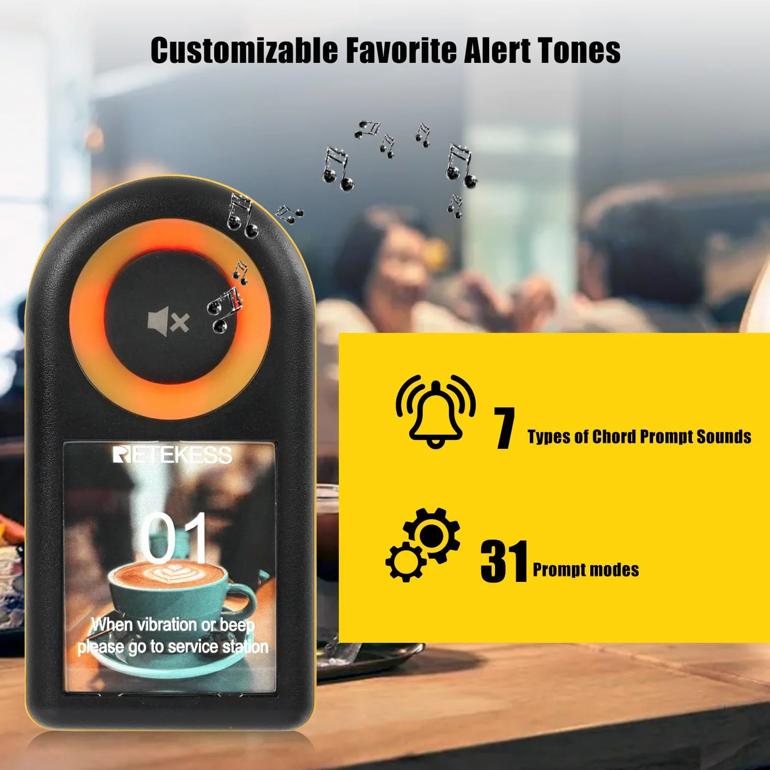 Retekess TD169 Buscapersonas Restaurante, 500M Avisadores Hosteleria, 20 Buscapersonas, 3 Niveles de Volumen, 7 Tonos de Llamada, con Vibración, 300mAh 24H, Avisadores Clientes para Café, Bare, Hotel