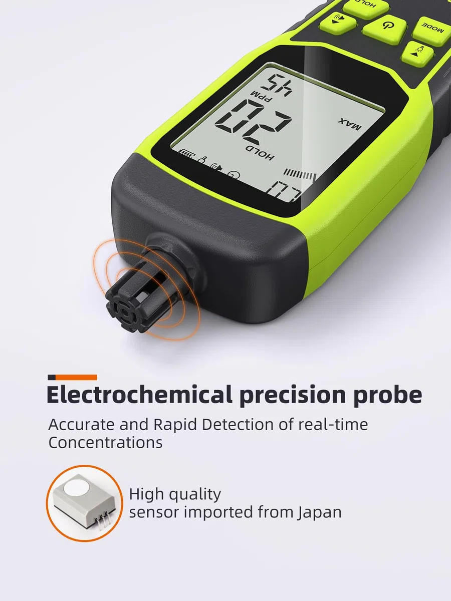 Detector de Monóxido de Carbono, Detector de CO Portátil Tadeto con Alarmas Acústicas y Visuales, Sensor Profesional CO Warner para Uso Interior, Exterior e Industrial (Pilas Incluidas x 3)