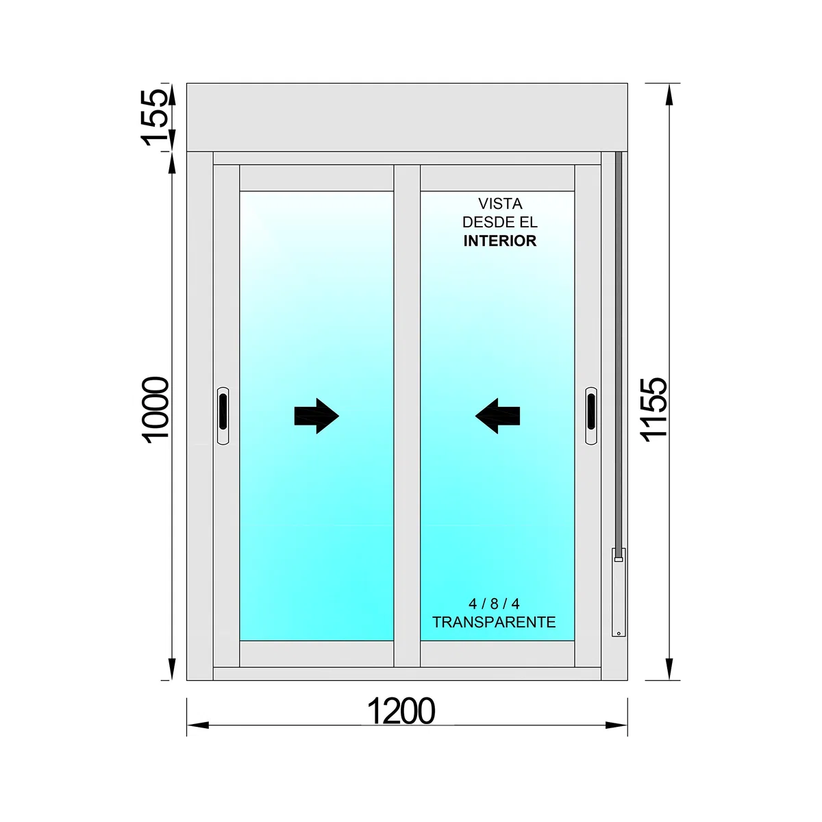 Ventanastock Ventana Aluminio 1200x1155 Corredera con Persiana de PVC 2 Hojas