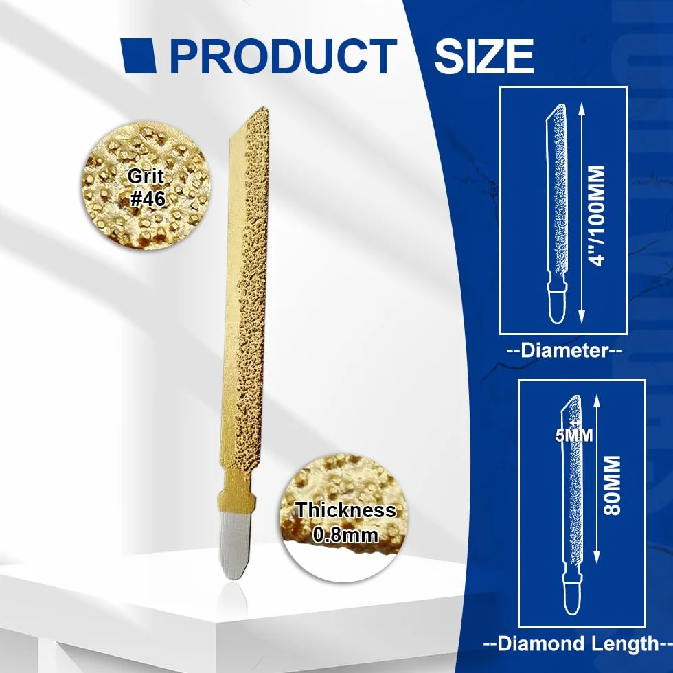 DIATOOL Hoja de Sierra de Diamante 5 piezas 100 mm Plantilla Grano 46 Vacío Soldada Corte Granito Mármol Baldosa Cerámica Ladrillo Plástico