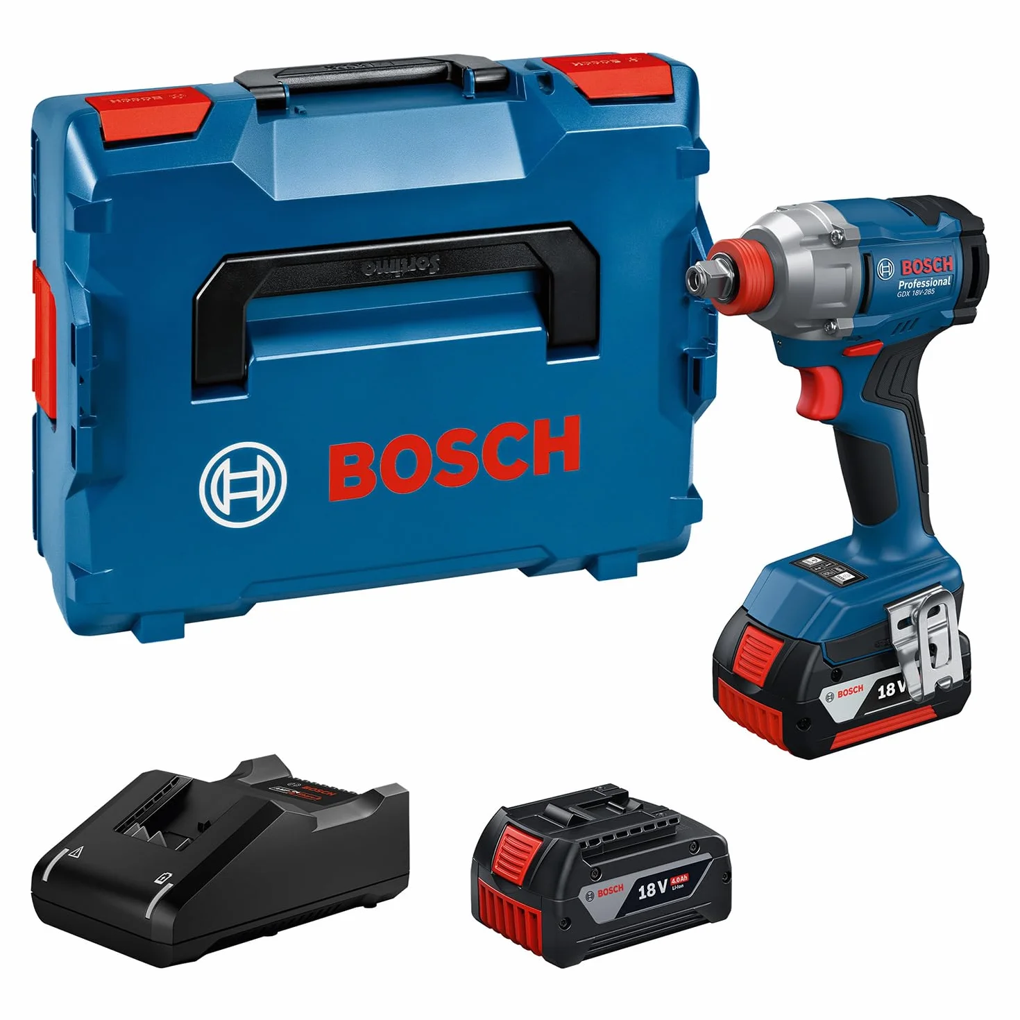 Bosch Professional 18V System llave de impacto a batería GDX 18V-285 (incl. 2x baterías GBA 4.0Ah, cargador GAL 18V-20, L-BOXX)