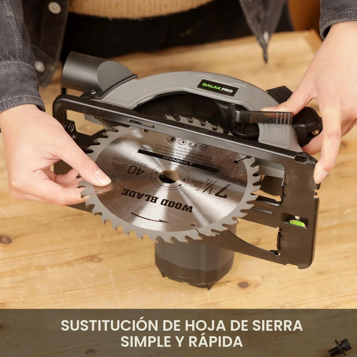GALAX PRO 1400W Sierra Circular,6000RPM sierra circular manual con guía láser,Corte Máximo:62mm(90°) y 48mm(45°),2 Hojas de Sierra 185mm(24T&40T) para Corte de Madera/Plástico