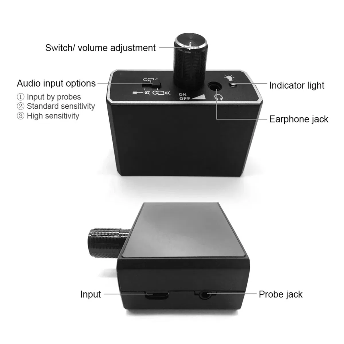 Detección de Fugas de Agua,Monitor de Fugas de Tuberías de Agua Subterránea, Sonda Doble,Intensificador de Sonido Mejorado de Alta Resistencia,Detector de Fugas de Tuberías de