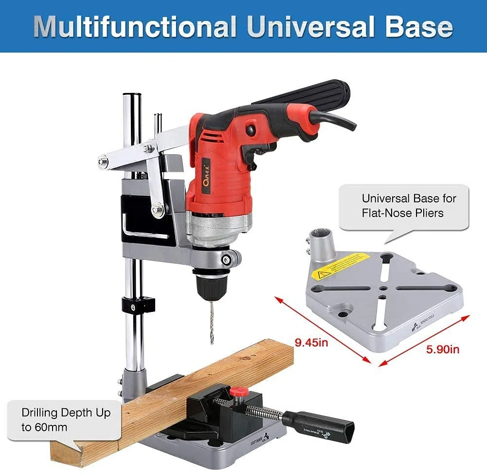 Soporte ajustable para taladro, abrazadera de mesa, soporte multifunción, banco de trabajo, herramienta de reparación, profundidad máxima de perforación 60 mm