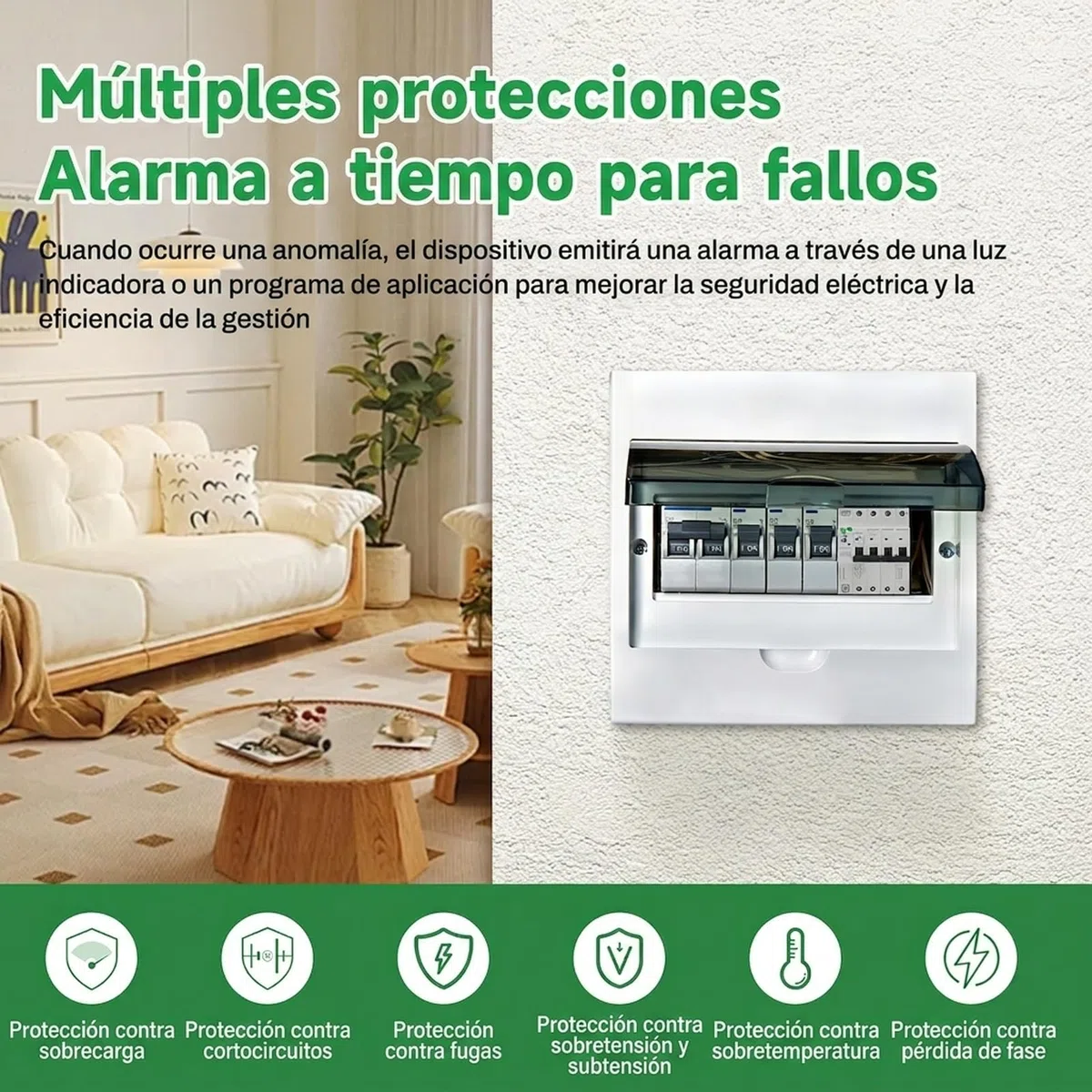 Disyuntor inteligente wifi 63A 30ma magnetotermico 380V 4P TUYA/Smart Life APP Recovery inteligente de reconexion interruptor Proteccion contra fugas contra fugas por subtension.