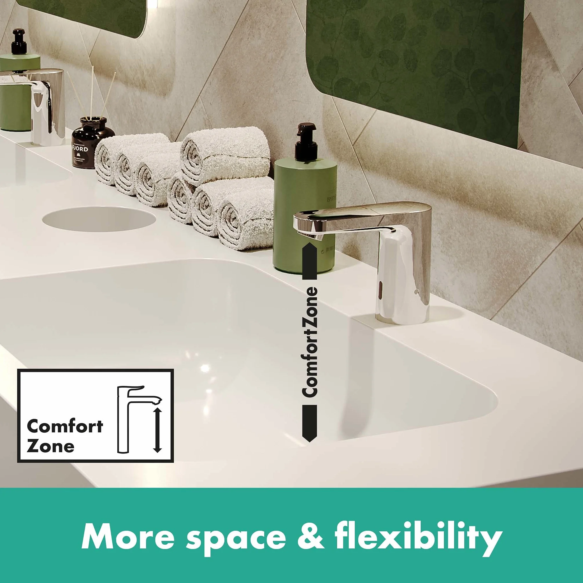 hansgrohe Vernis Blend Mezclador electrónico de lavabo con pila 6V y regulación de temperatura programable, cromo, 71502000