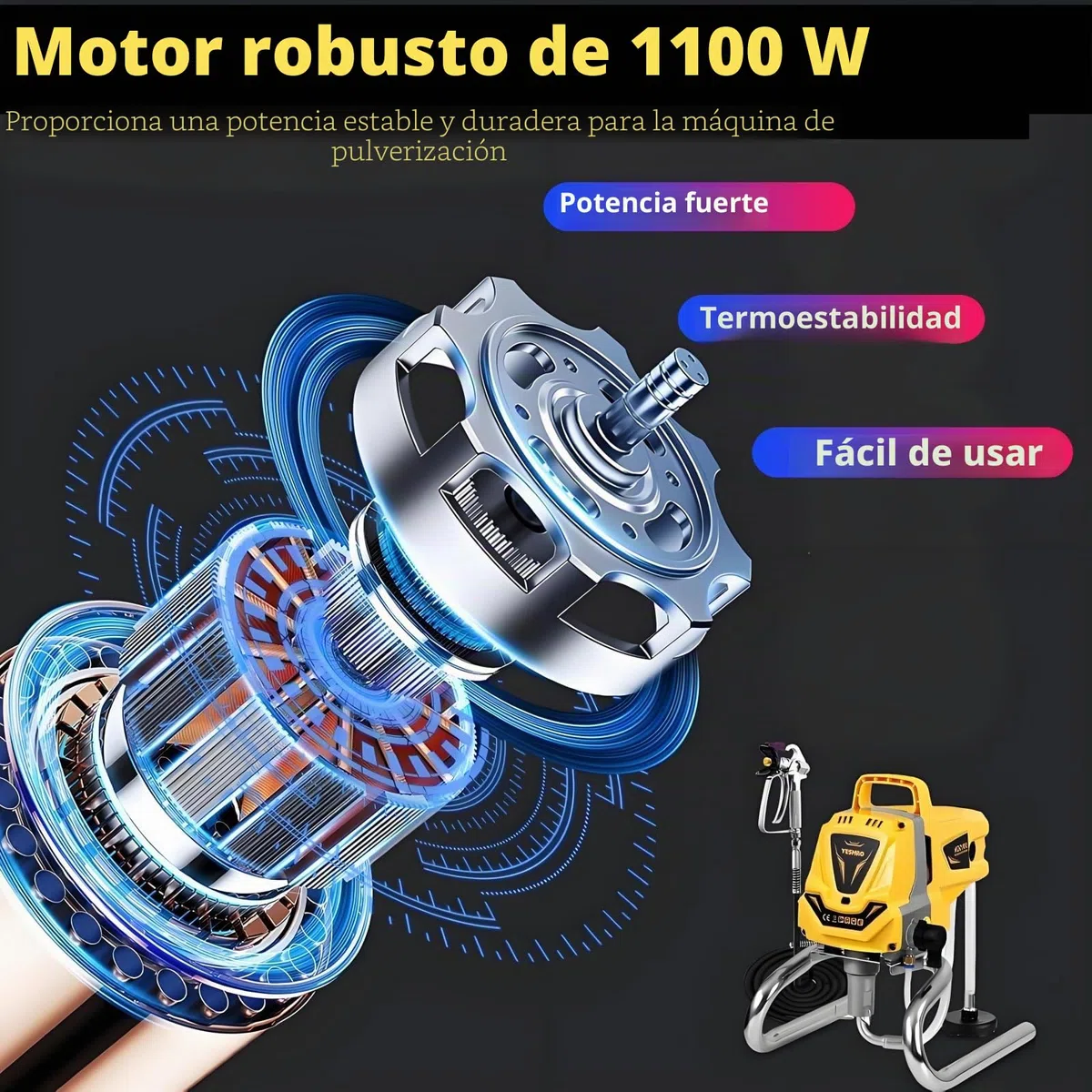 Pulverizador de Pintura sin Aire para Pintar Casas,máquina de Pintura eléctrica de Alta eficiencia, sin Necesidad de diluir, para cercas Exteriores de Casas (Pulverizador de Pintura sin Aire)