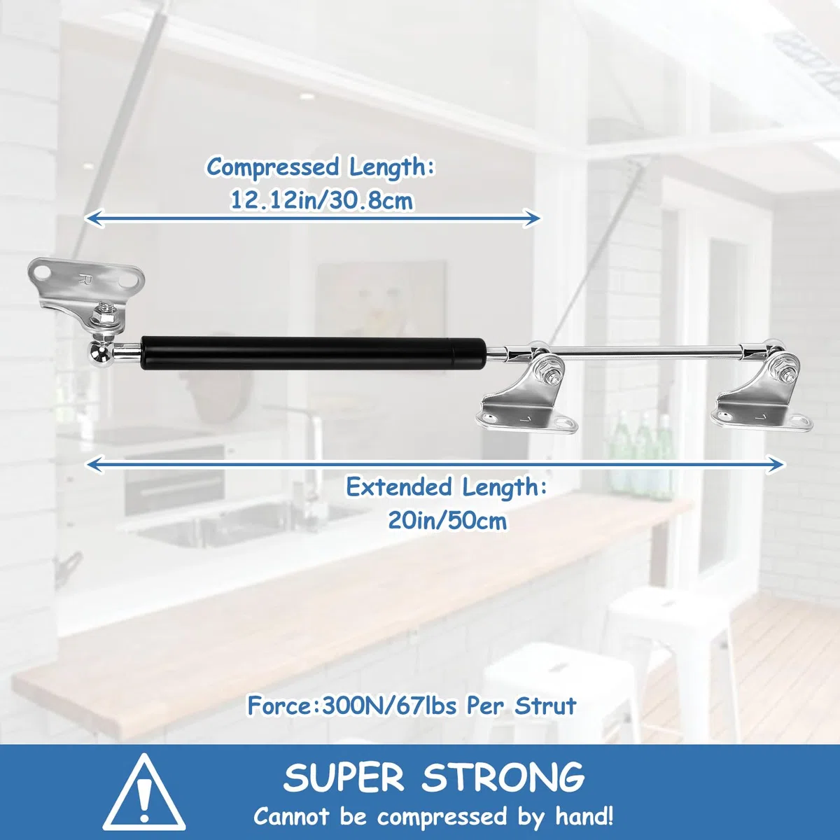 2 Piezas Amortiguador de Gas, 50cm 450N Amortiguador Hidráulico Puerta Cocina Amortiguadores Muebles Camper Pistones Gas Amortiguadores Maletero, Gas Struts Heavy Duty für Küchenrank, Kleiderschrank