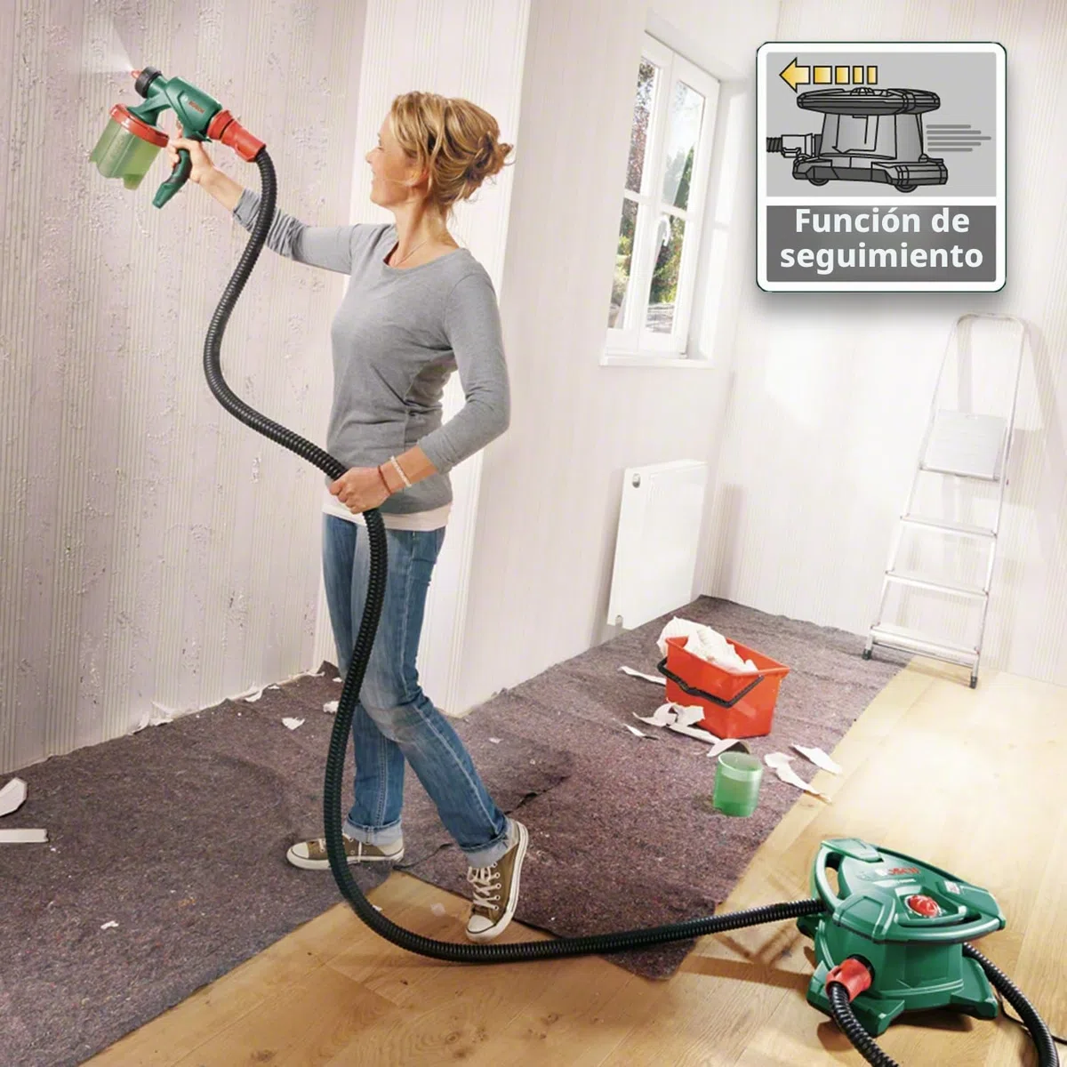 Bosch Sistema de Pulverización de Pintura PFS 5000 E (1200 W, 2X depósitos de Pintura de 1000 ml, boquillas para Pinturas murales, lacas de Colores y lacas incoloras)
