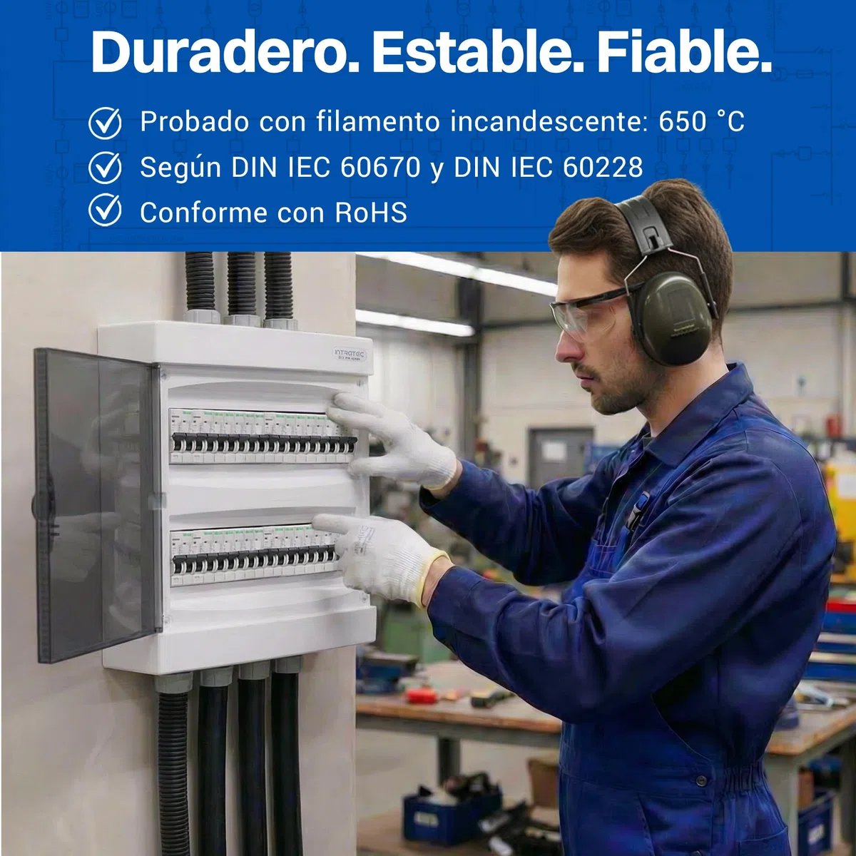 Intratec Cuadro Eléctrico de Superficie 2 Fila – IP40 Caja de Distribución para 36 Módulos con Puerta Blanca para una Instalación Fácil en Hogar y Comercio – 361 x 396 x 112 mm