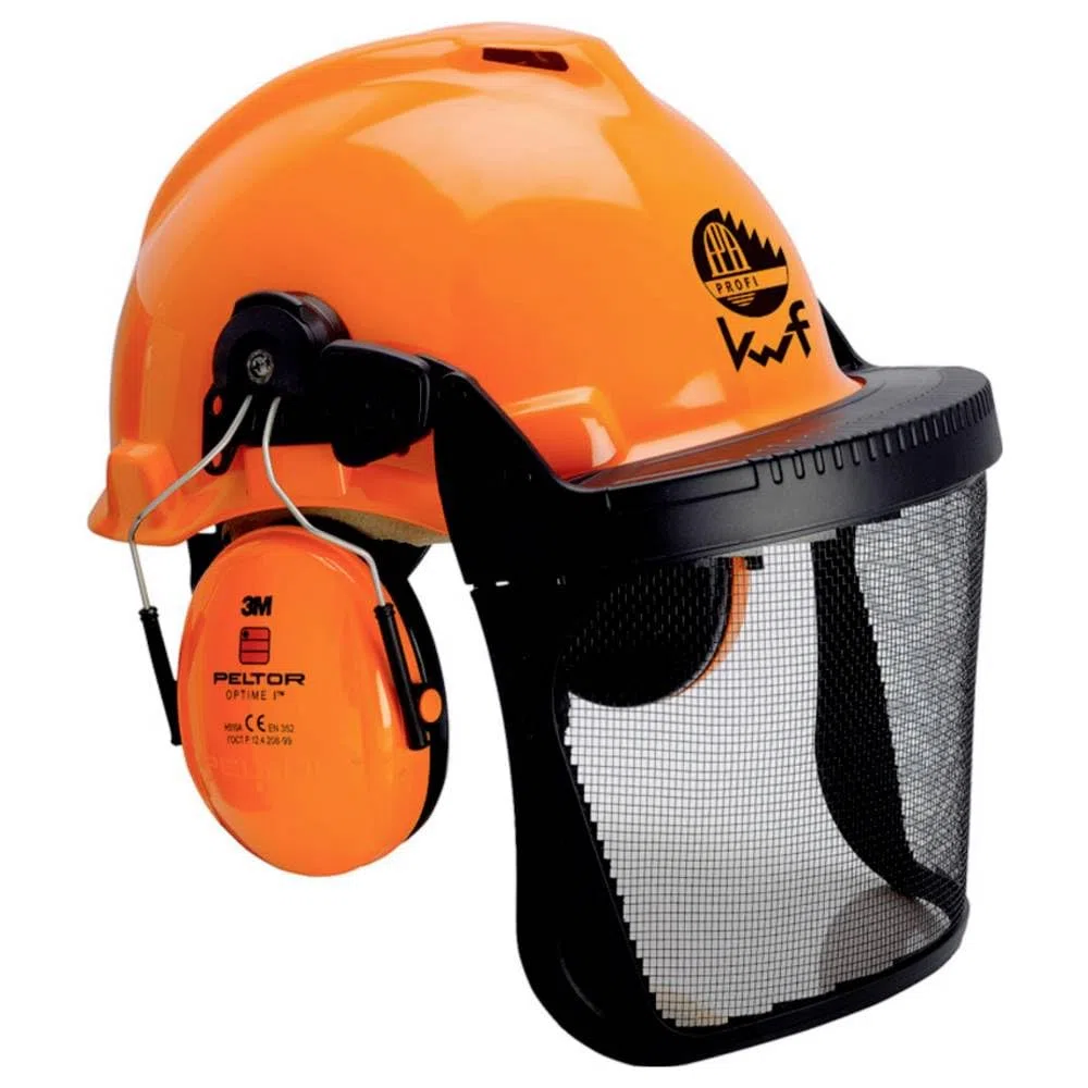 3M G3000MOR31FH15B - Casco de protección para silvicultura y protección auditiva H31, Soporte FH1 y Visera de Red 5B, Color Naranja