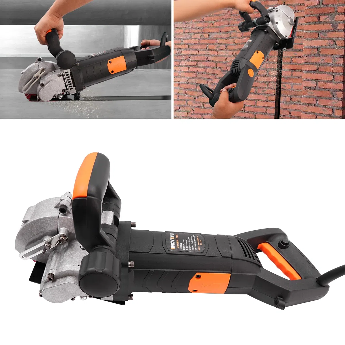 Fresadora eléctrica de 4800 W, con 5 hojas de sierra, fresadora para pared, para cortar mármol, granito, hormigón