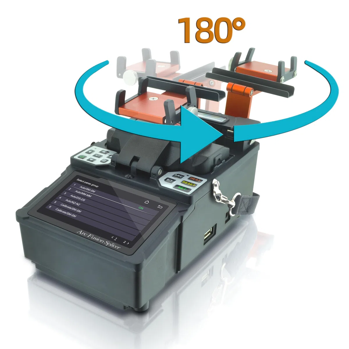 Alineación de Núcleo ARC Fusionadora de Fibra Óptica con 10xElectrodos y Pantalla Táctil de 4,3" Baja Pérdida de Empalme Mini Fusion Splicer Auto Empalmadora de Fibra Óptica -SS411F-511