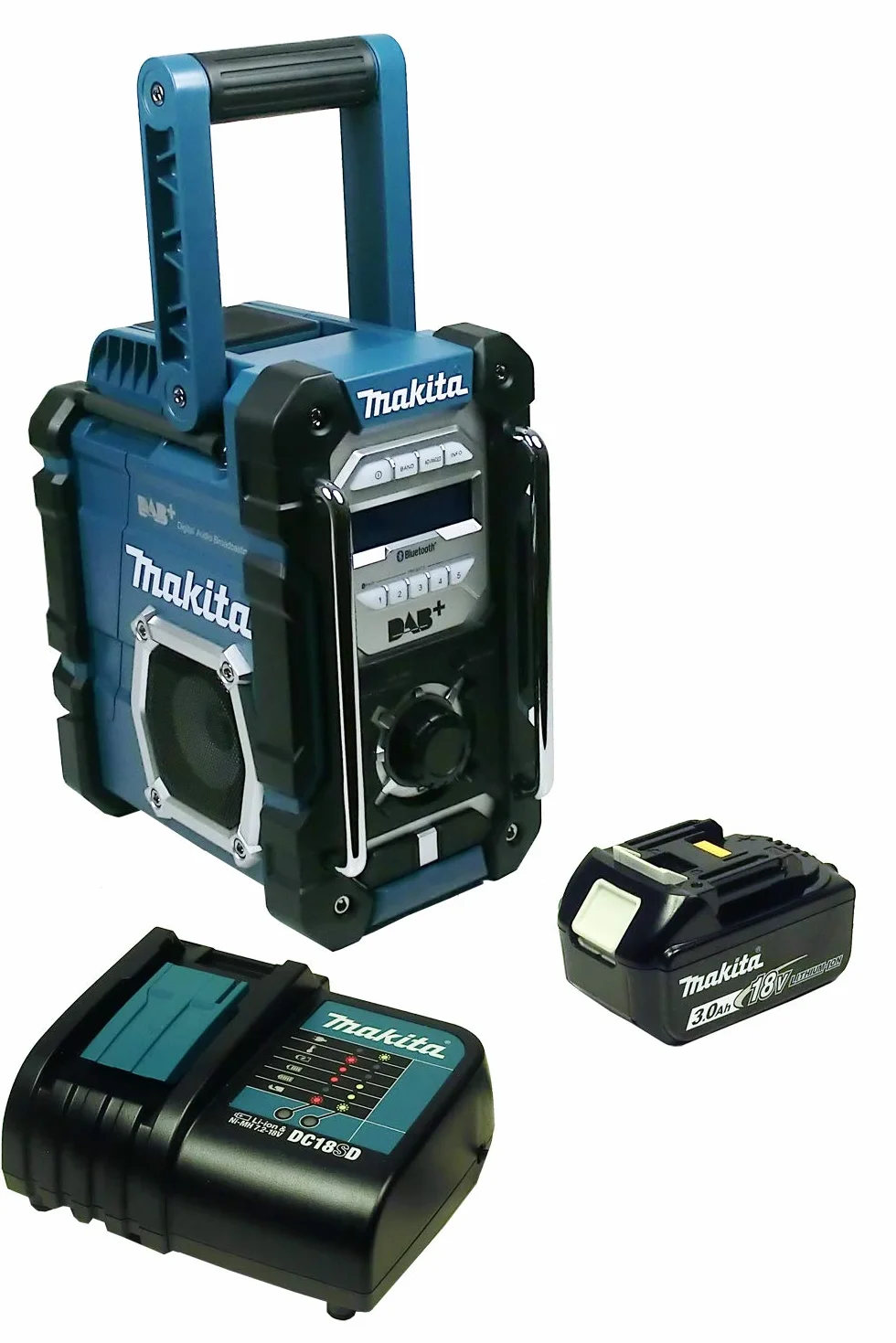 Makita DMR 112 - Radio para Obras con Dab+ y Bluetooth, batería de 3 Ah y Cargador