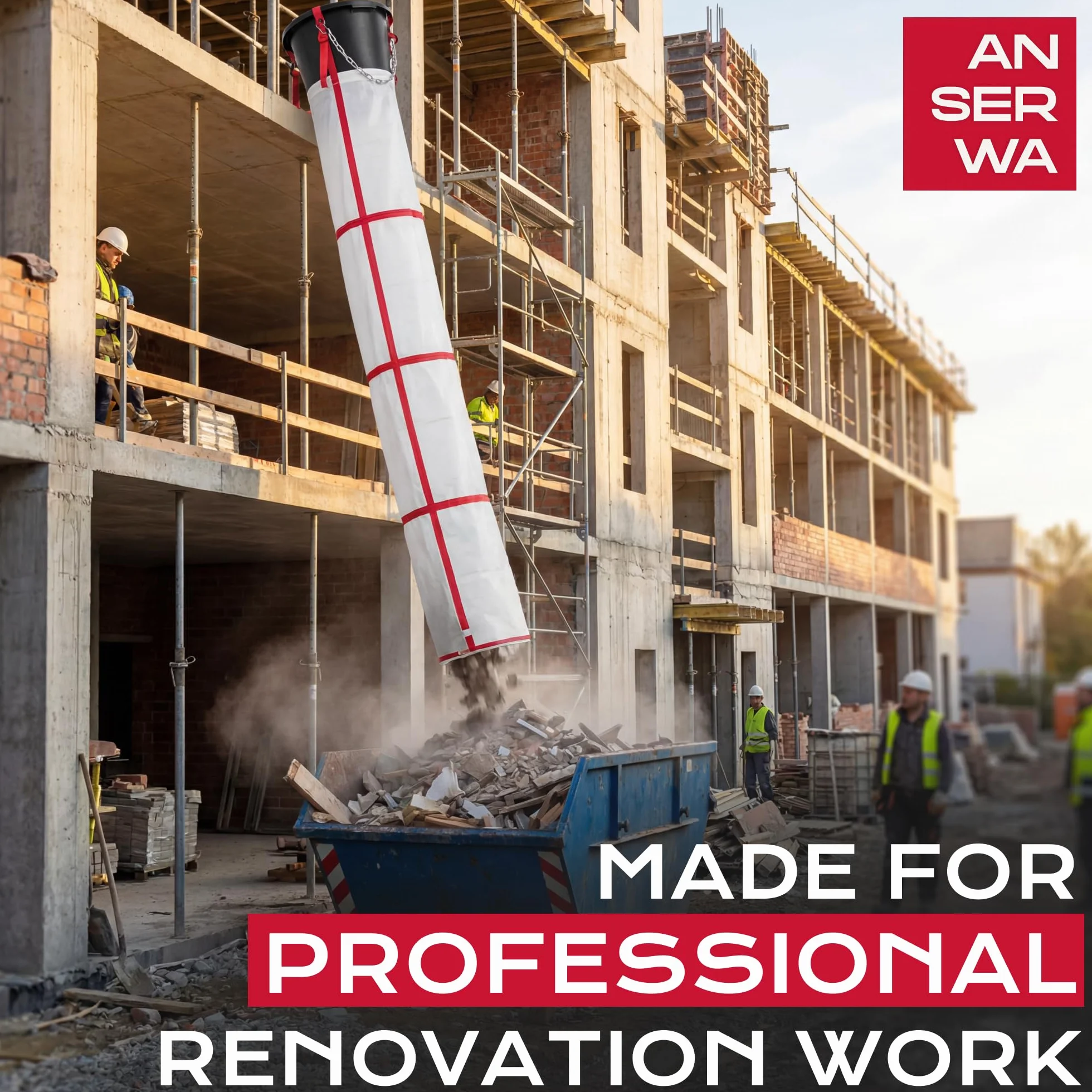 Canal de escombros de 6 m flexible y estable – Canal para escombros y otros materiales de construcción - Instalación rápida y fácil – La canaleta de construcción protege contra el polvo y ahorra