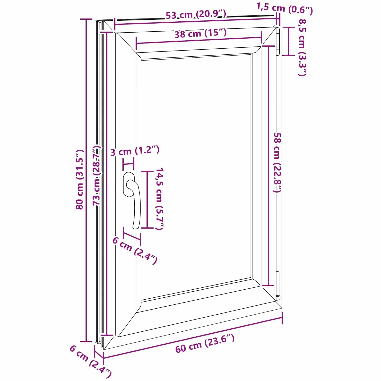 vidaXL Ventana de sótano RISOR 60 x 80 cm PVC y Vidrio Blanco, Sótano, Aislante Térmico Moderno y Duradero para Ventanas Eficientes, Accesorios de Vidrio PVC Aislantes
