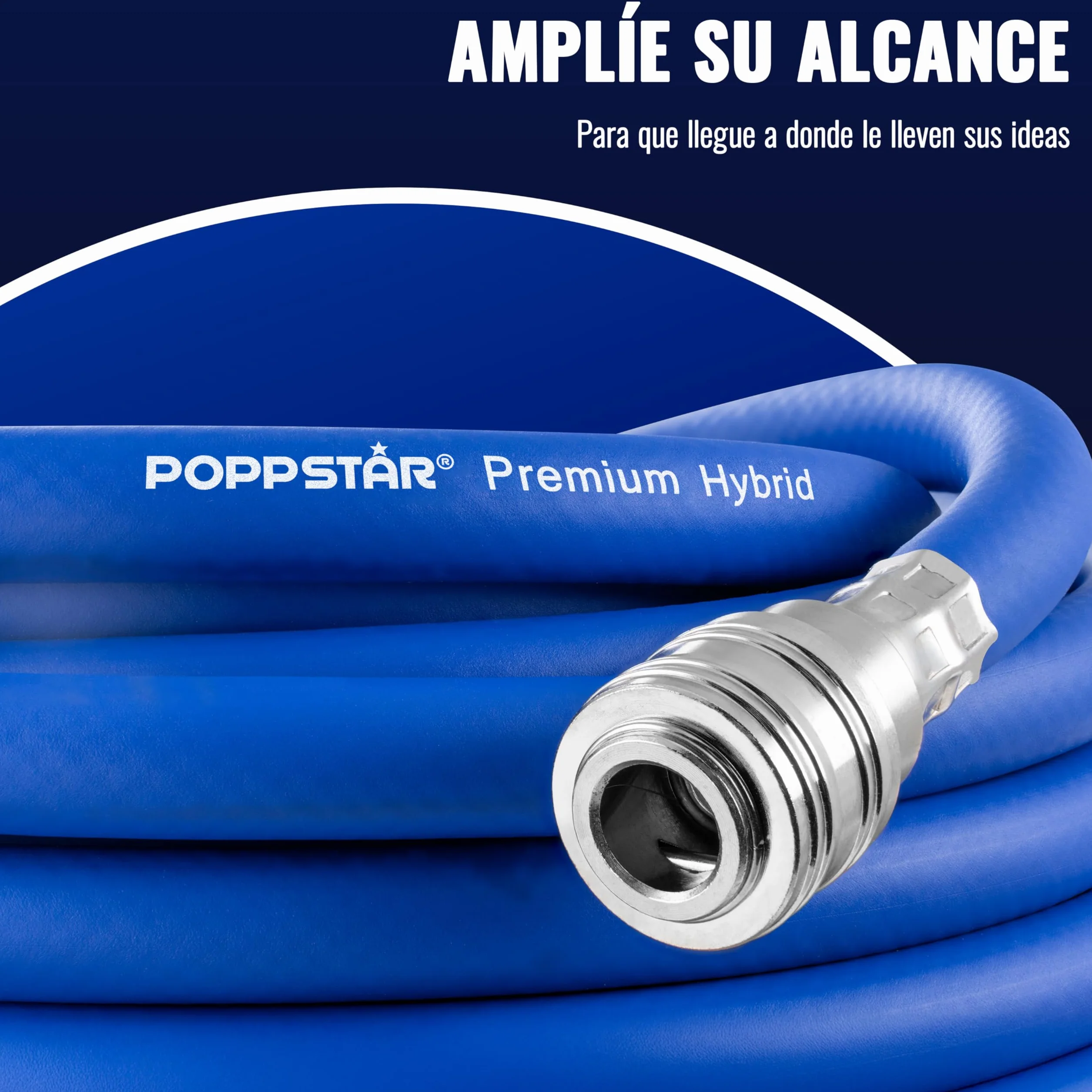 Poppstar Manguera para aire comprimido 15m PVC híbrido 9,2mm 20 bar azul