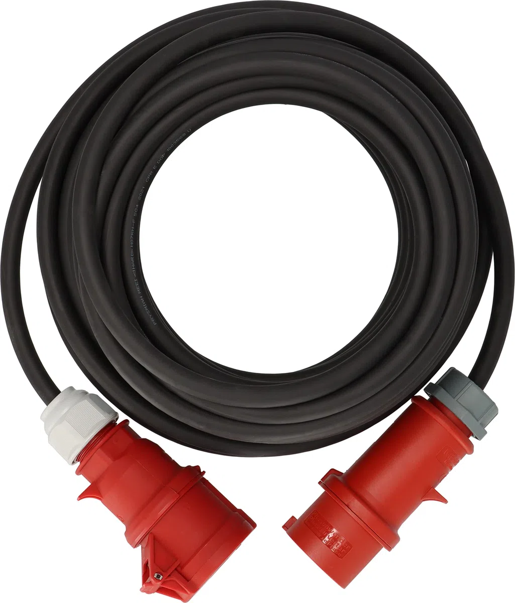 Brennenstuhl Professional cable alargador CEE con inversor de fase IP44 (25m, H07RN-F 5G4,0, 5 polos con inversor de fase CEE y acoplamiento, para uso en exteriores IP44, fabricado en alemania) negro