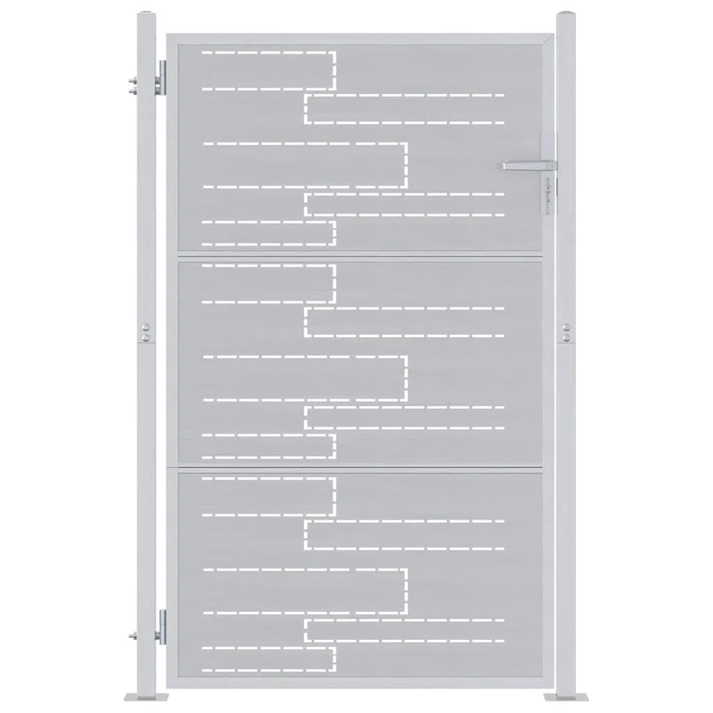 vidaXL Puerta de jardín Plateado 85 x 120 cm Acero Inoxidable, Puerta Moderna para jardín y terraza, Barrera Rectangular de Acero, Entrada Exterior Segura, Separador Resistente