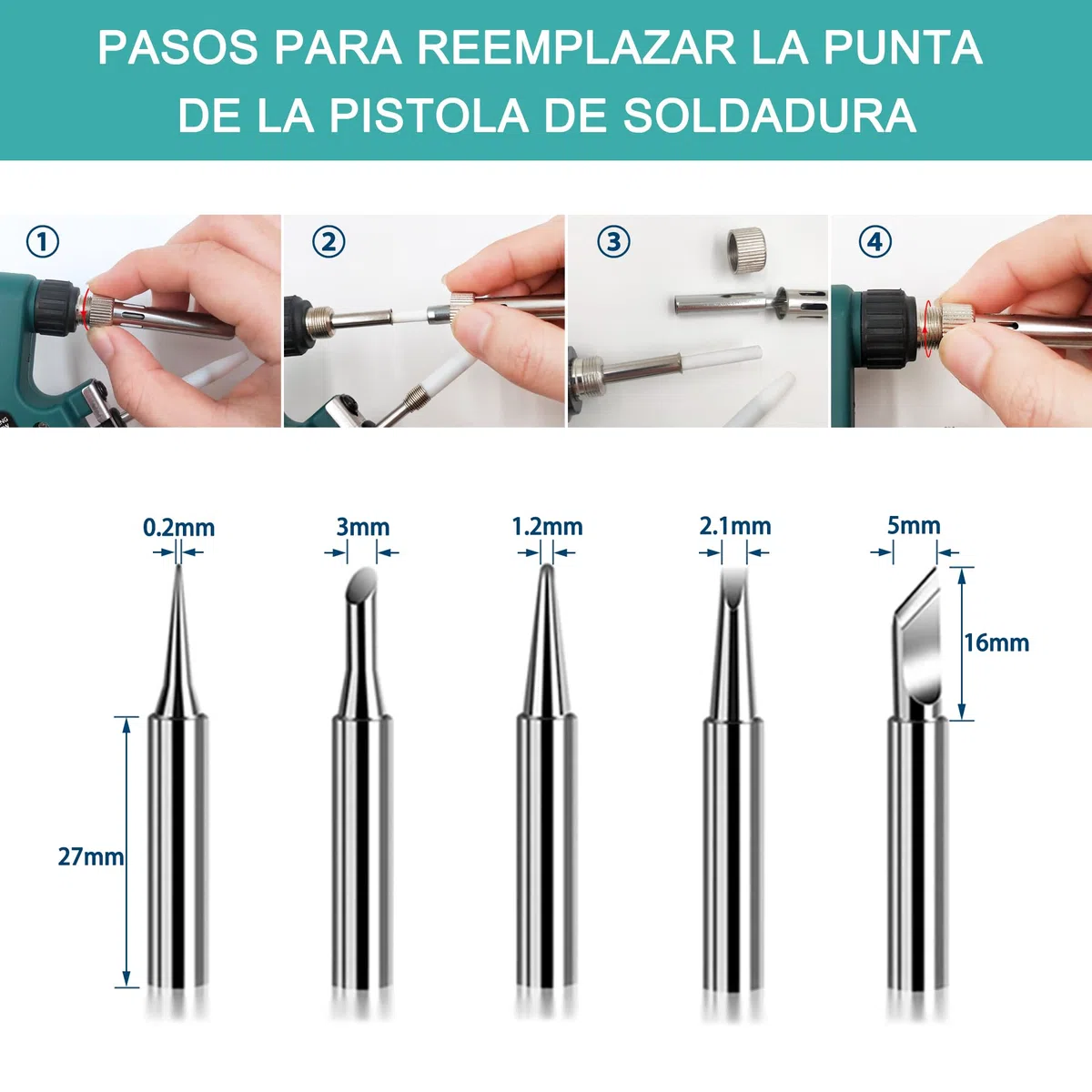 Soldador de Estaño, ILIBILIB 60W Kit de Pistola de Soldadura con 5 Puntas, Alambre de Soldadura, Fundente, Kit de Soldador de Operación con una Sola Mano para Soldar y Reparar