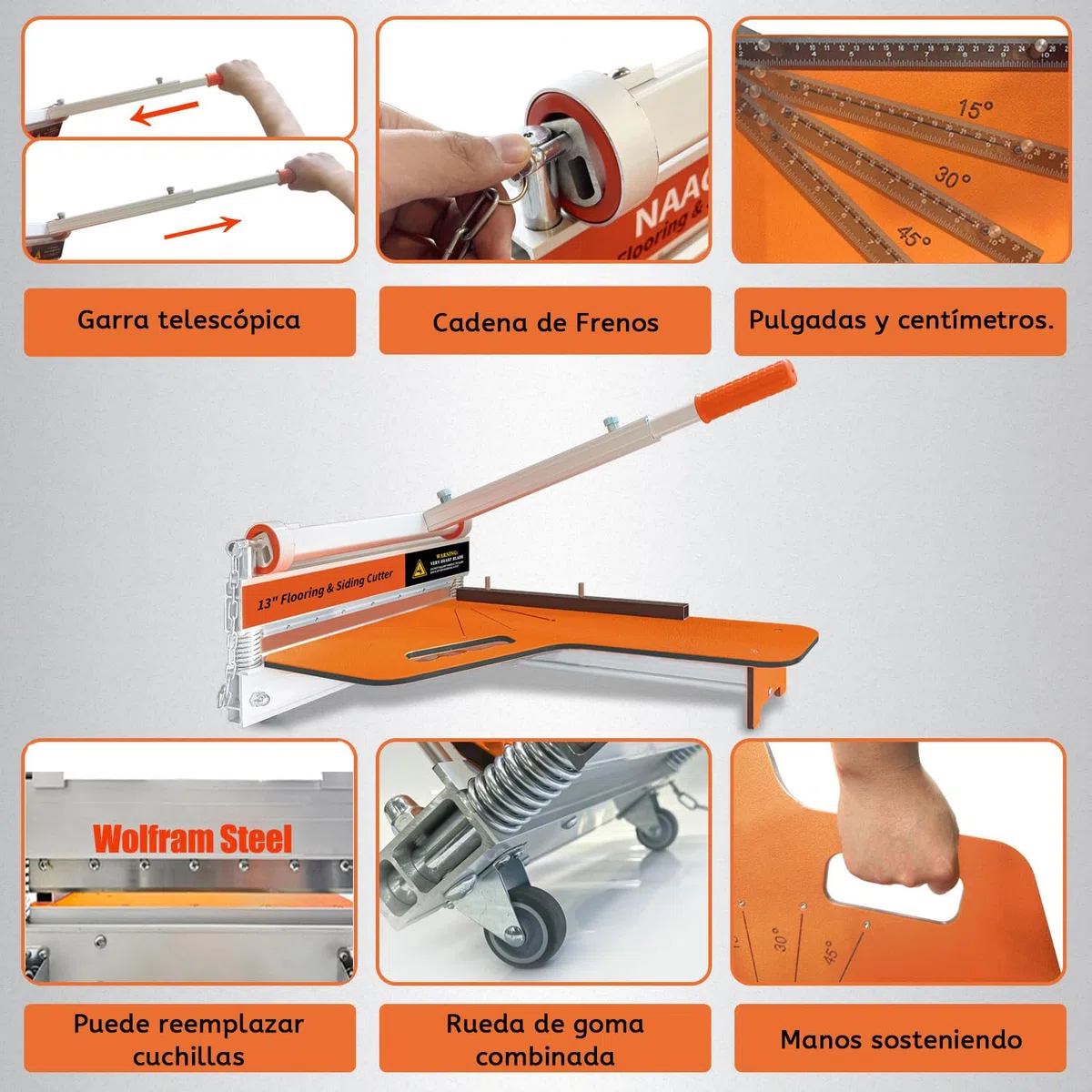 Zozen guillotina suelo Corte laminado, corte laminado de 330 mm con ruedas - ángulo de y paso, herramientas piso - a base vinilo, madera técnica, LVP/T, VCT, SPC, WPC