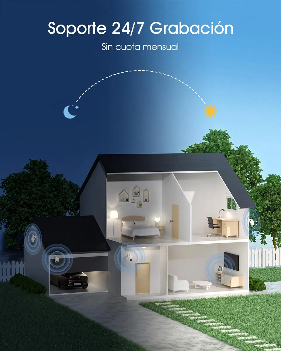 ANRAN [2025 Nueva] 3K Kit Camaras Vigilancia WiFi Exterior, 4X 5MP Sistema de Cámara Seguridad, 8CH 10.5'' NVR con HDD de 2TB, Grabación 24/7, Visión Nocturna, Audio de 2 vías, Seguimiento Automático