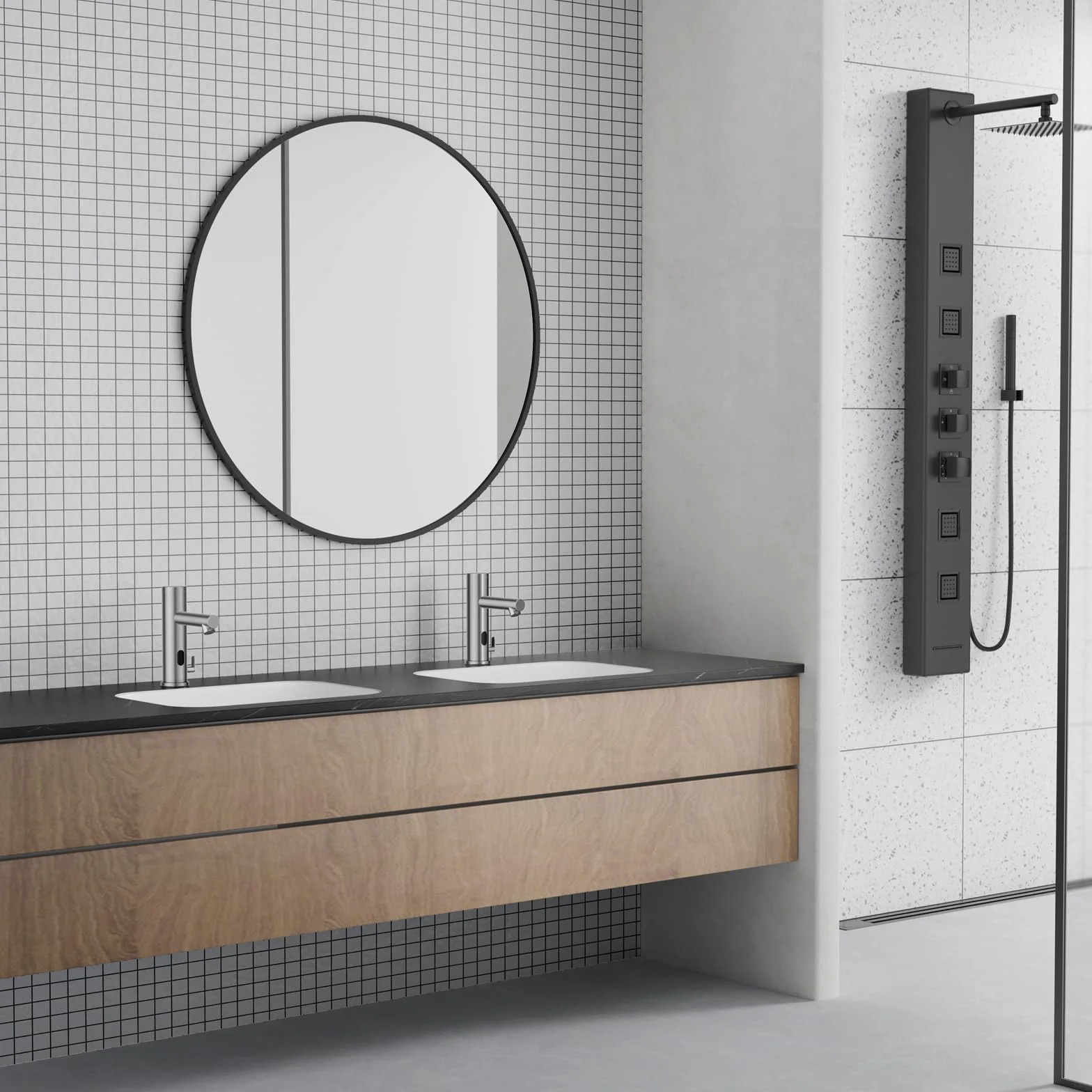 Achelous Grifo de lavabo automático Touchless de acero inoxidable, grifo de lavabo con sensor infrarrojo manos libres con control de temperatura