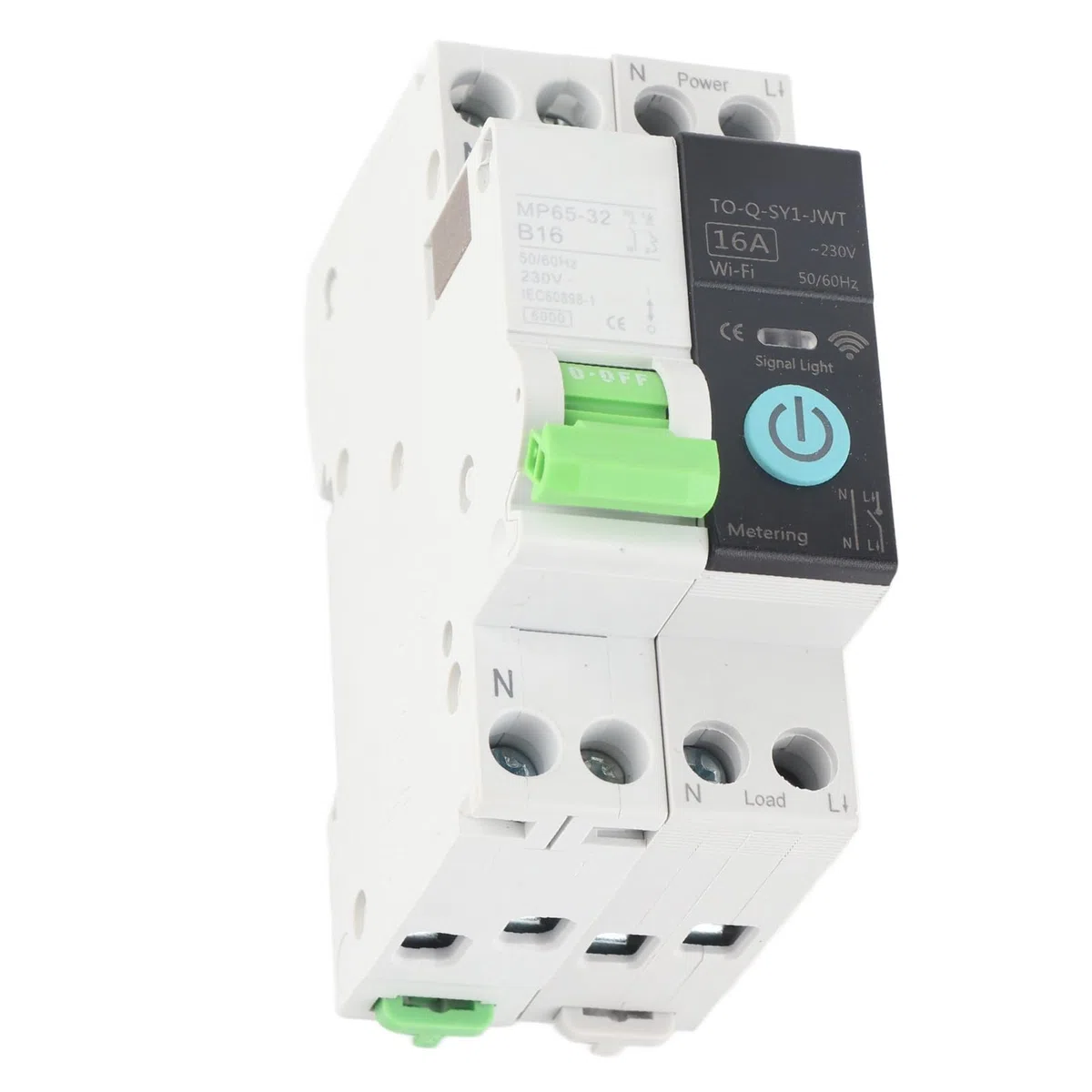 Yctze Disyuntor WiFi 1P+N con Control Remoto, Monitoreo de Energía y Capacidad de Corte 6KA - 16A AC230V para Integración en el Hogar