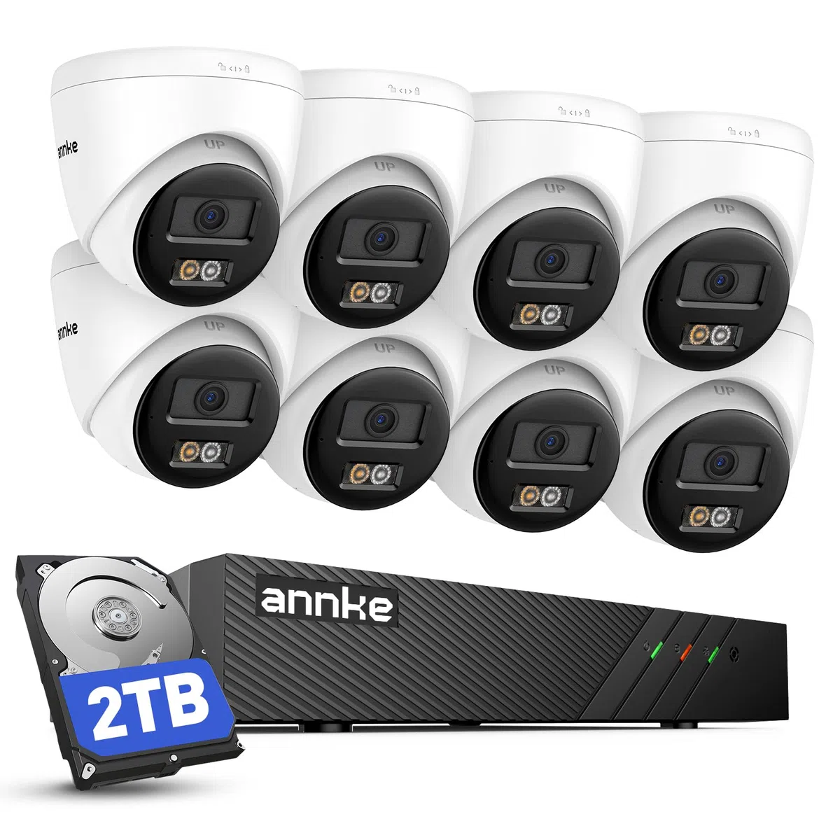 ANNKE H500 8CH 5MP PoE Kit de Cámara Vigilancia IP, con 8X 5MP Cámara de Seguridad PoE Impermeable y 2TB HDD NVR Sistema, Detección de Movimiento Sistema de Cámara para Hogar Exterior