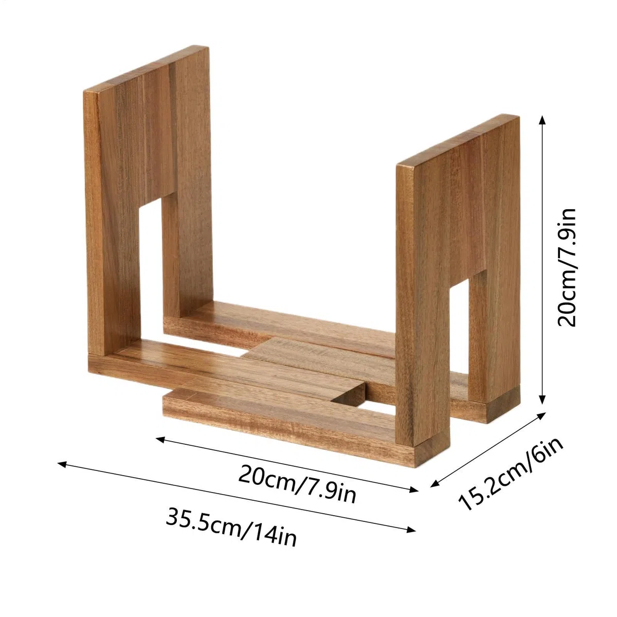 Generisch Estantería de placa - Organizador de madera extensible ajustable | Soporte para álbum de presentación de discos | Para escritorio, mesa, armario, salón, dormitorio, libros, revistas