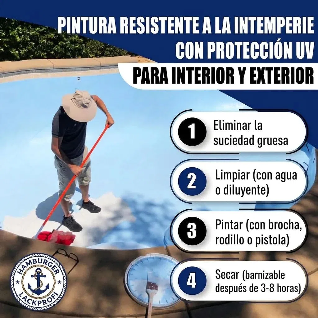 Hamburger Lack-Profi - Pintura para piscinas (10 L), color azul