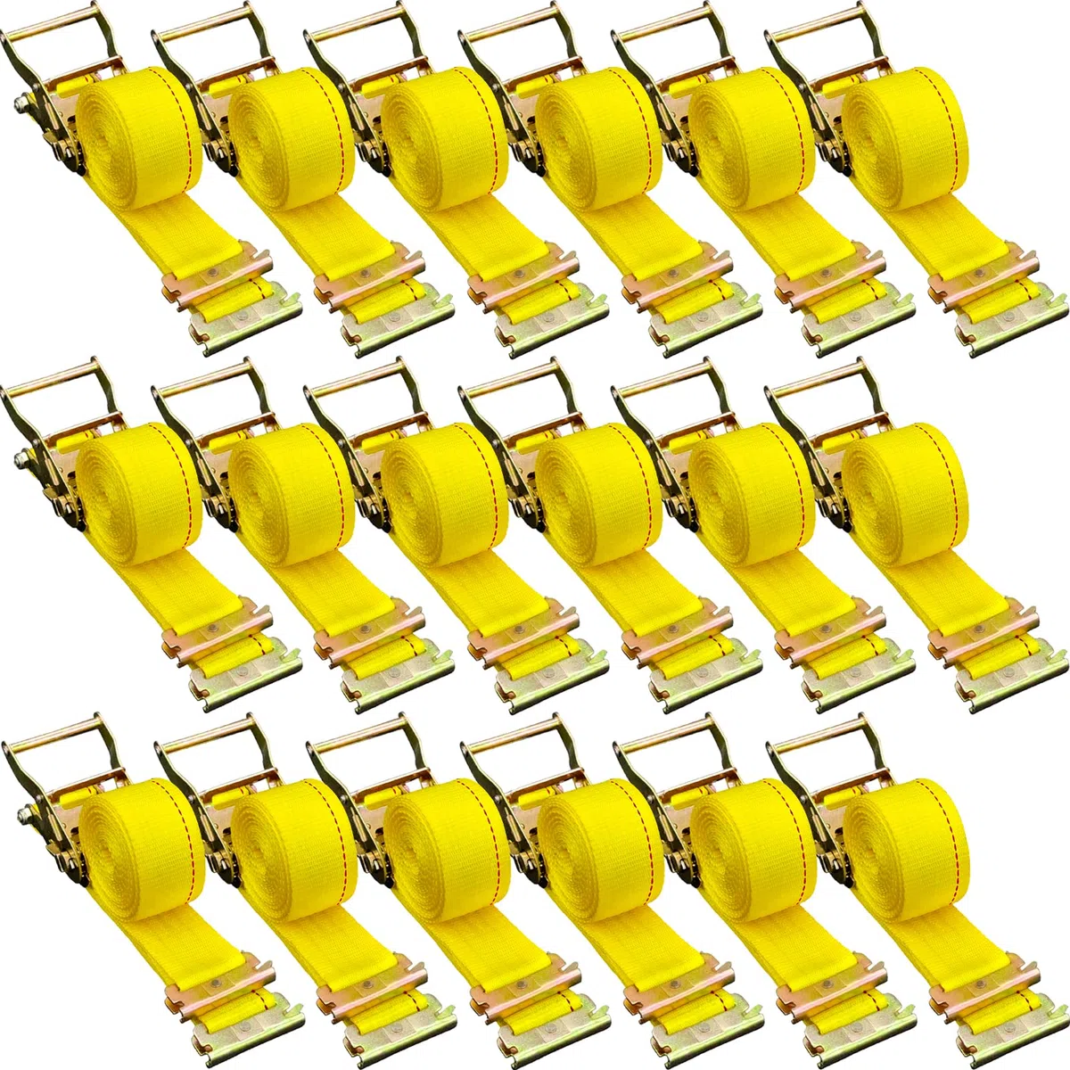 VEVOR Correas de Amarre con Trinquete E-Track 4,57 m x 5 cm Correas de Pista E 18 Piezas Cinturón de Poliéster y Trinquete de Acero Amarre de E-Track para Motocicletas Portaequipajes Camiones Remolque