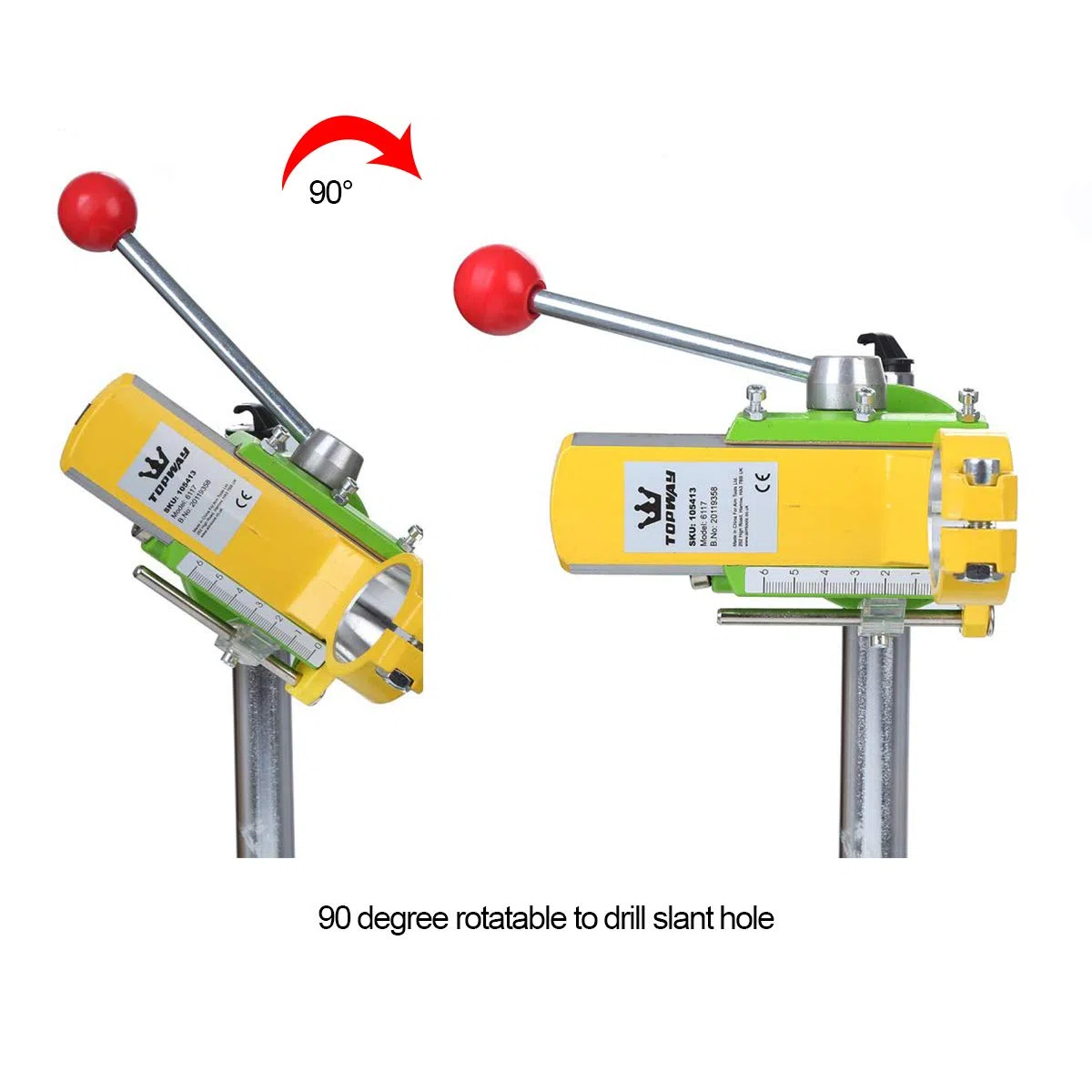 TOPWAY Soporte para Taladro, 38-43mm de Diámetro del Cuello Universal Taladro Eléctrico Prensa Banco de Trabajo Soporte para Mesa Superior para Taller Industrial, Max Profundidad de Perforación 60mm