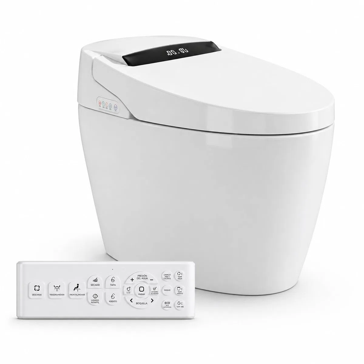 Inodoro Inteligente Completo | WC con Bidet y Secado | Diseño sin Cisterna | Lavado Trasero y Femenino | Apertura Cierre y Descarga Automática | Sensor Presencia | Asiento Calefactable | 100S