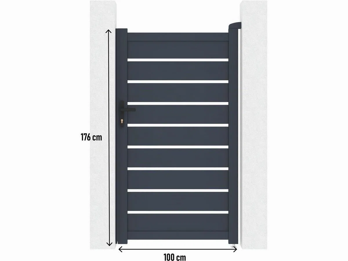 Puerta peatonal incorporada de aluminio Bastien - 100 x 176 cm - Antracita