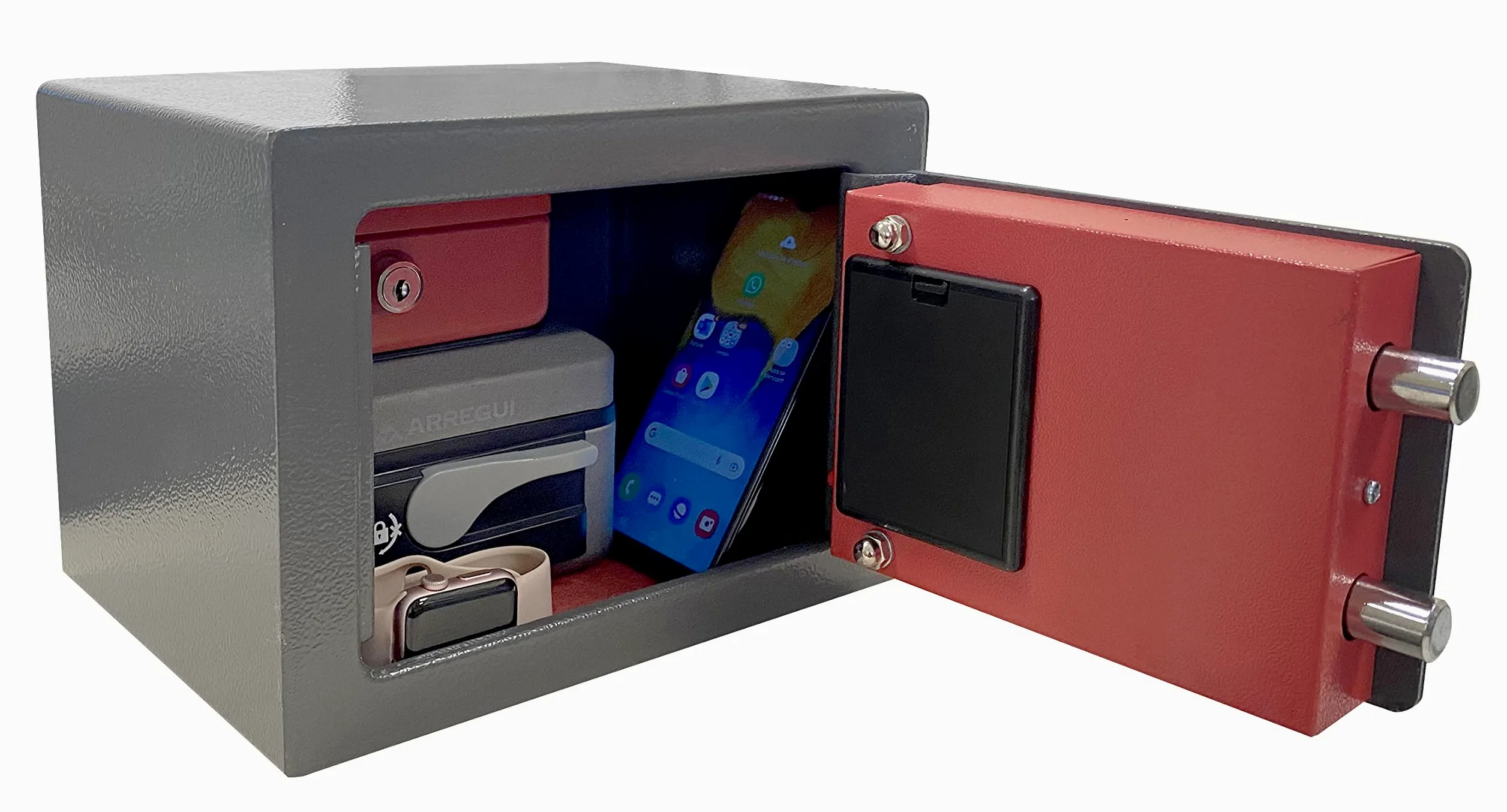 ARREGUI D-HE/0 Caja Fuerte de Acero con Cerradura Electrónica, Teclado con Código Programable, Caja de Seguridad para Casa y Hogar, con Llave de Emergencia, 17 x 23 x 17 cm, 5 L