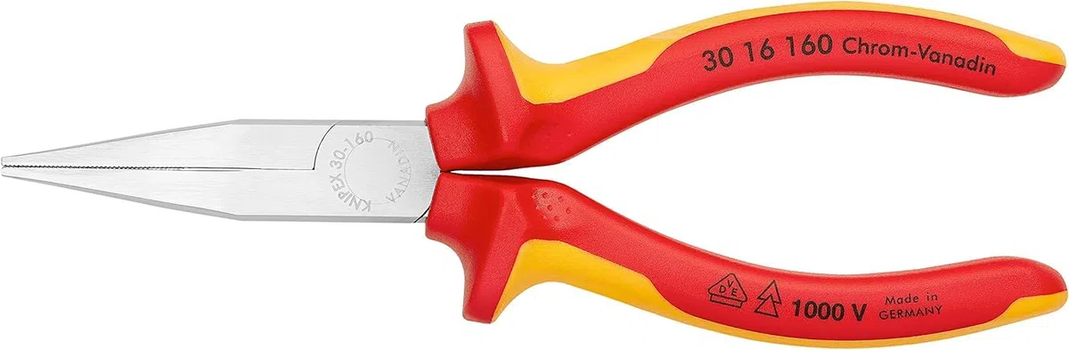 KNIPEX Alicate de boca larga cromado aislados con fundas multicomponentes, según norma VDE 160 mm, 30 16 160