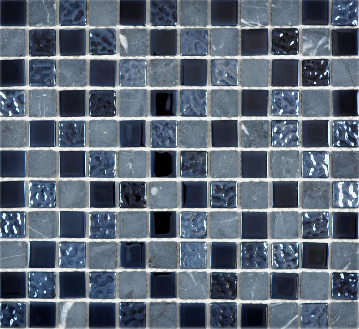 Azulejo de mosaico de cristal gris y negro, para pared, baño, ducha, cocina, tamaño de la alfombra: 327 x 302 = 0,10 m², tamaño de la piedra: 25 x 25 x 4 mm, 1 alfombrilla