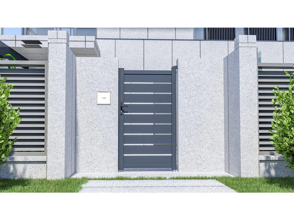 Puerta peatonal incorporada de aluminio Bastien - 100 x 176 cm - Antracita