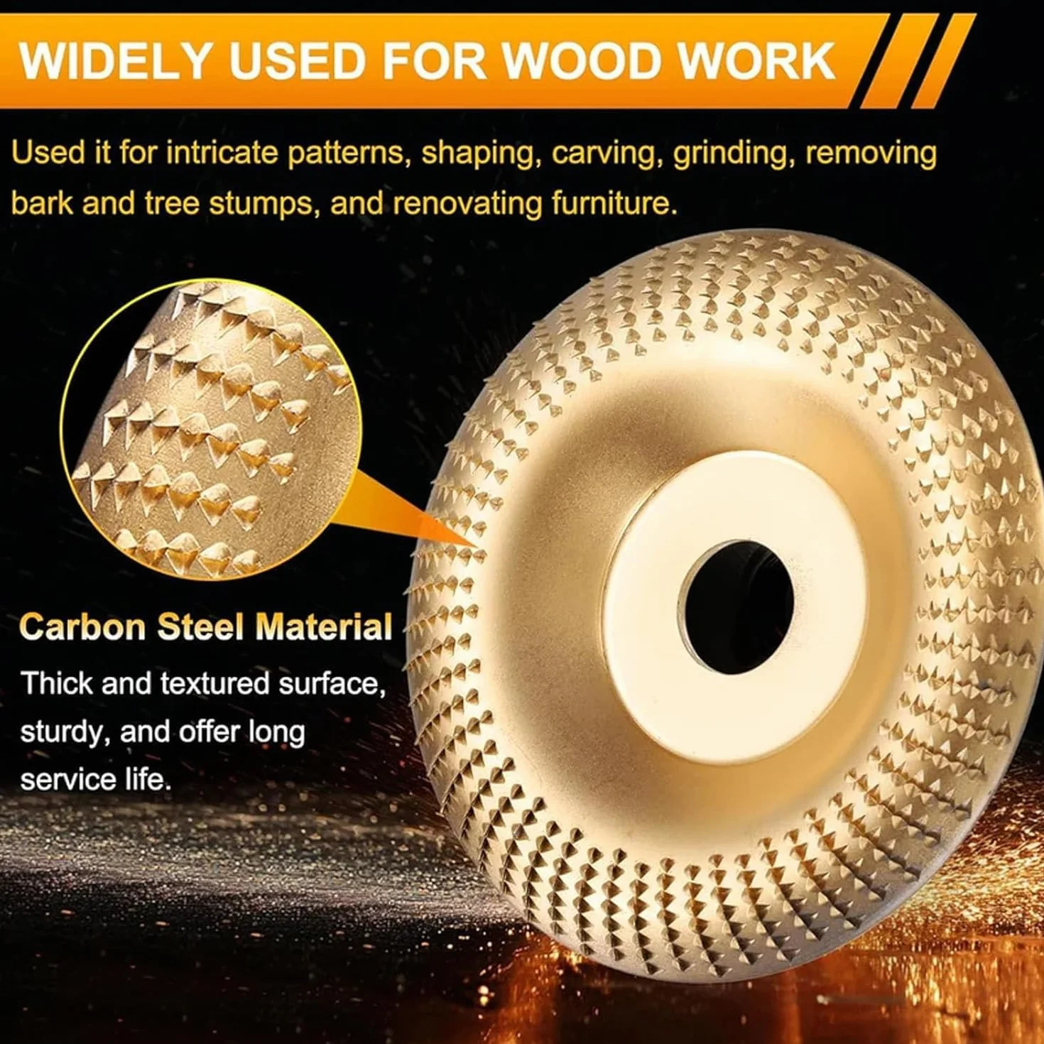 Disco de Pulido para Amoladora Angular, Juego de Discos de Tallado de Madera de Alta Resistencia, Rueda de Carburo de Tungsteno para Cortar, Dar Forma, Lijar y Pulir Madera (4PCS)
