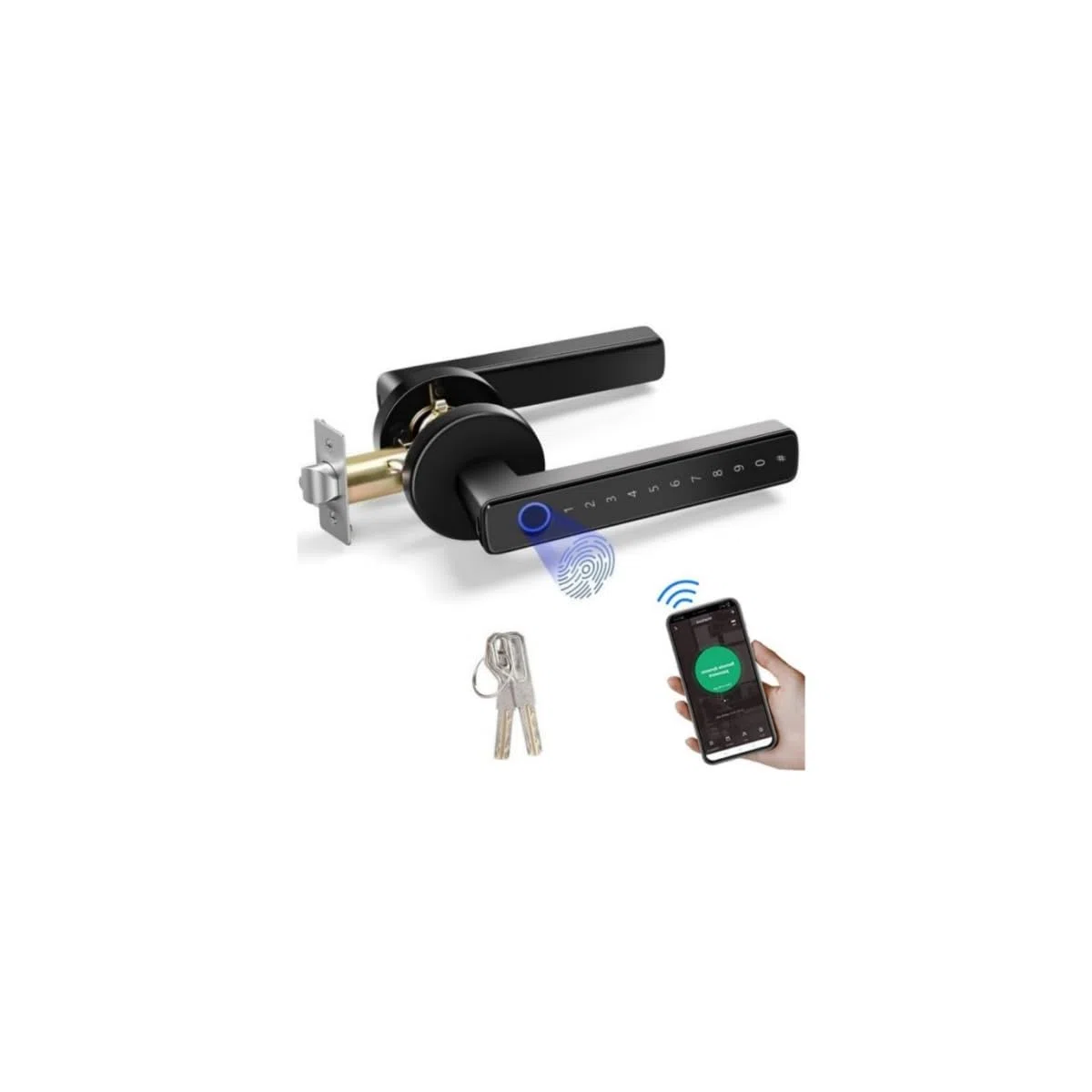 Cerradura Inteligente Puerta Exterior - 4 en 1 Cerradura Electronica, Huella Dactilar, App, Contraseña, Llave, Cerraduras para Protección Contraseña y Alarma de Batería Baja