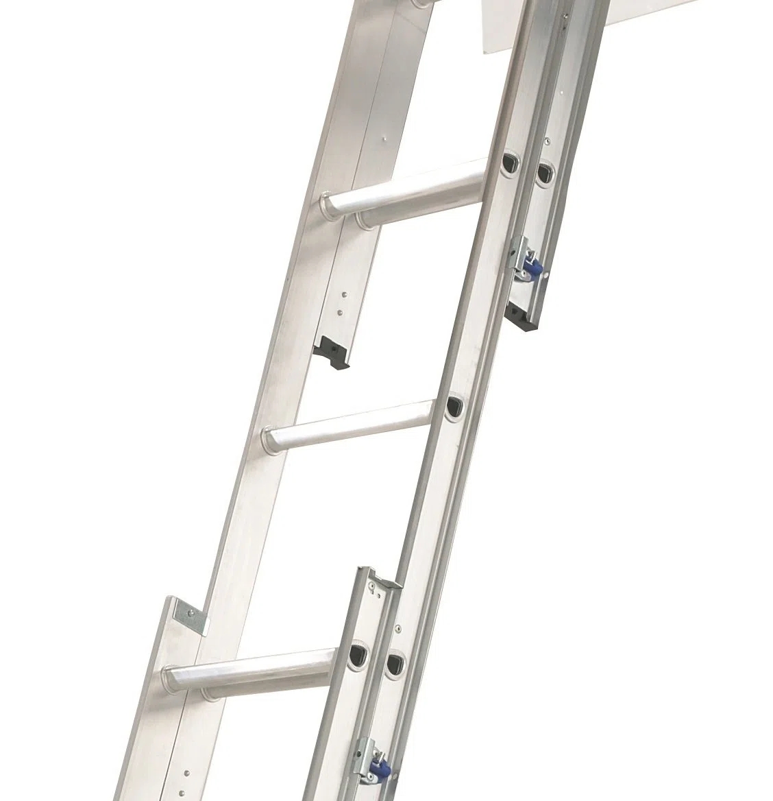 Escalera compacta de 3 secciones, de Abru, 37000, de aluminio, para desván, peldaños cómodos incluidos150 kg capacidad de carga, certificado de seguridad EN14975.
