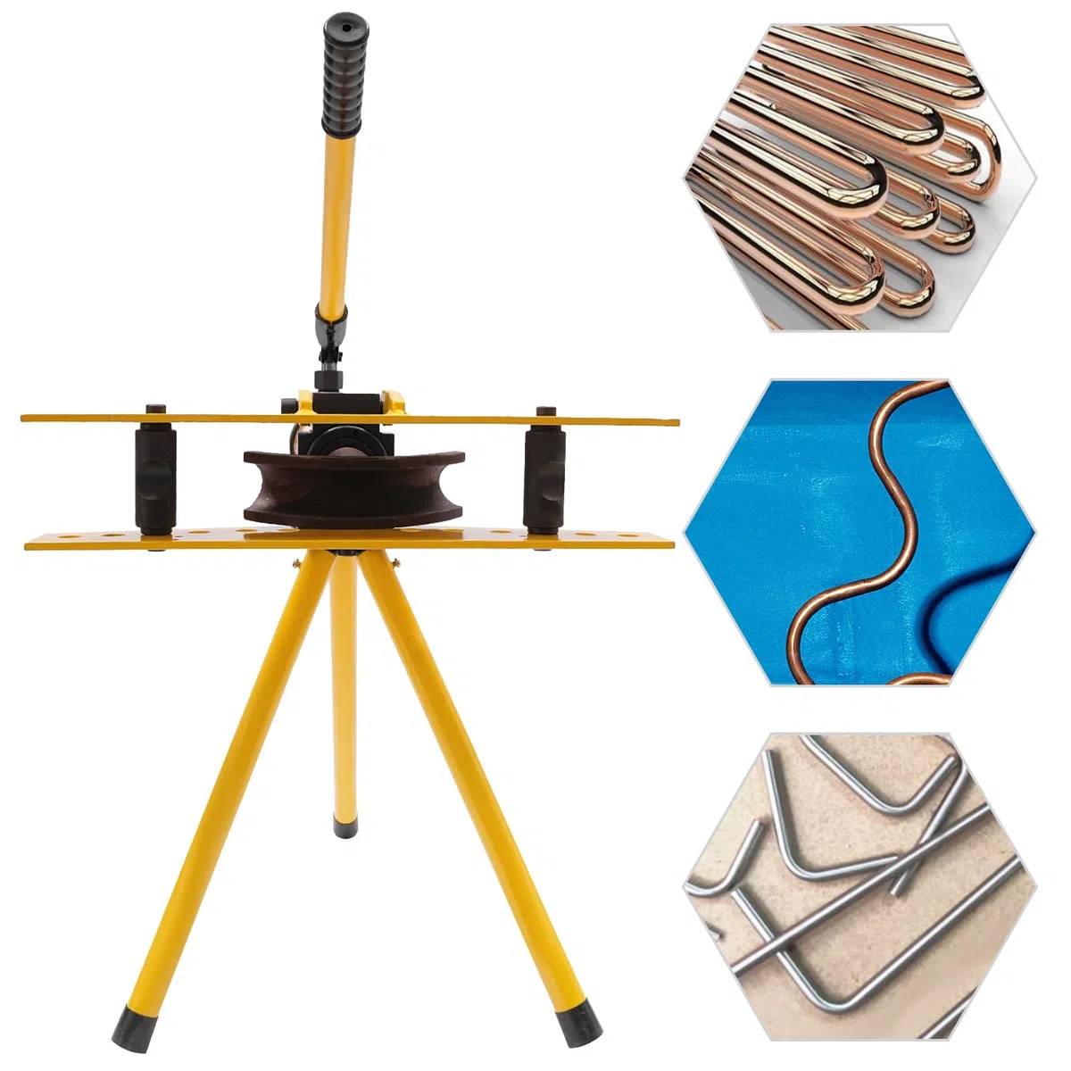 Dobladora de tubos hidráulica manual, kit de doblado manual de tubos, 10T fuerza de flexión, incluye 6 moldes y accesorios para construcción, química, fontanería