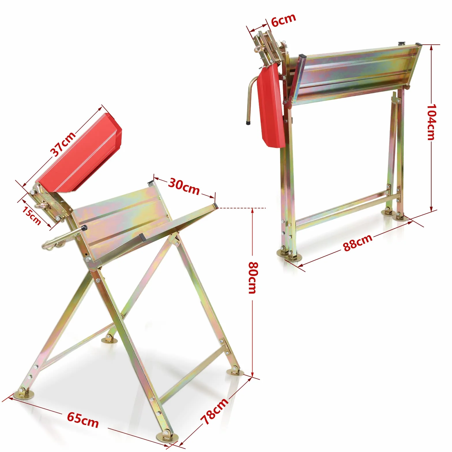 Caballete con soporte de motosierra, protector de cadena, varilla medidora, soporte de sierra plegable hasta 150 kg, diseño estable, adecuado para aserraderos, talleres